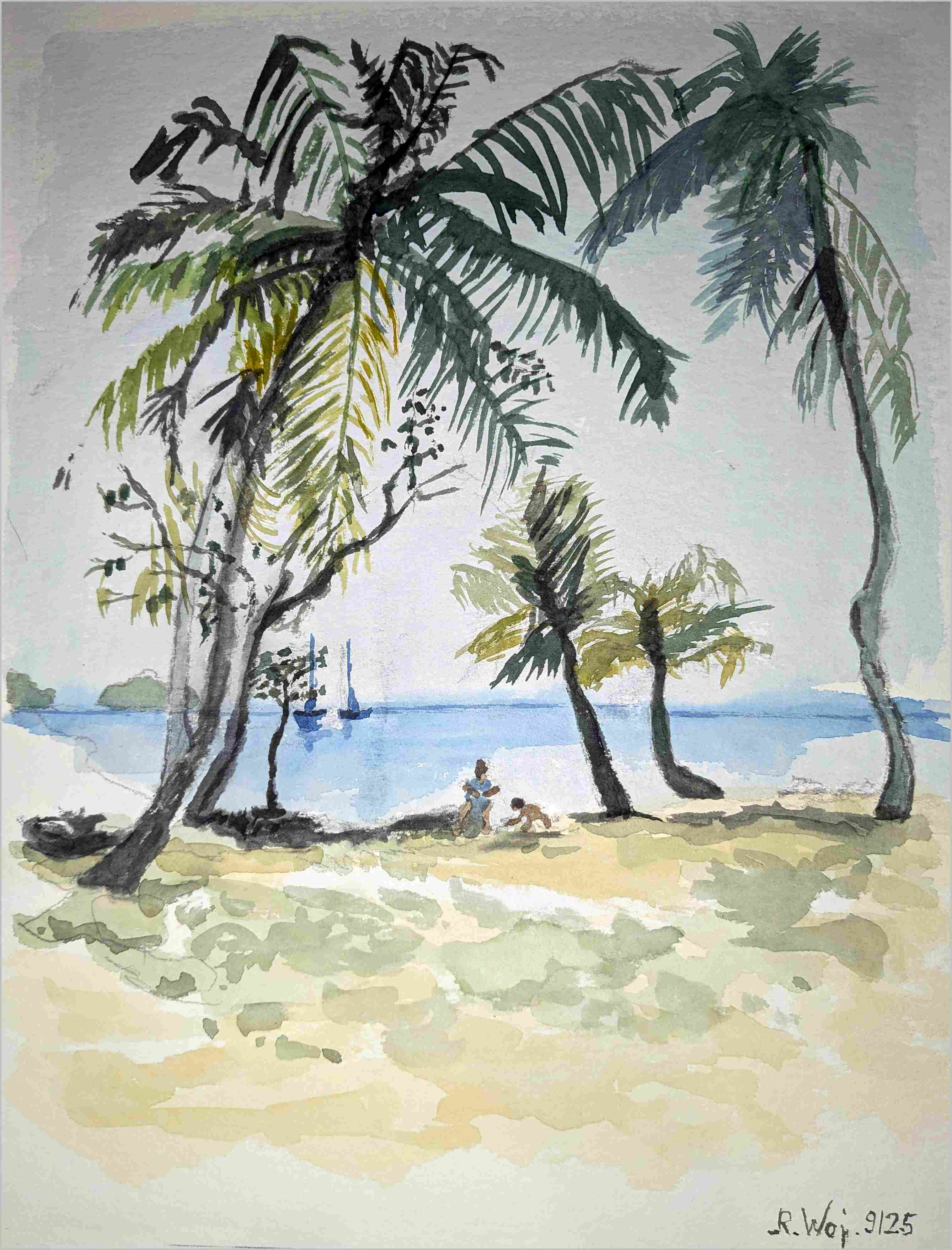   Strand mit Palmen